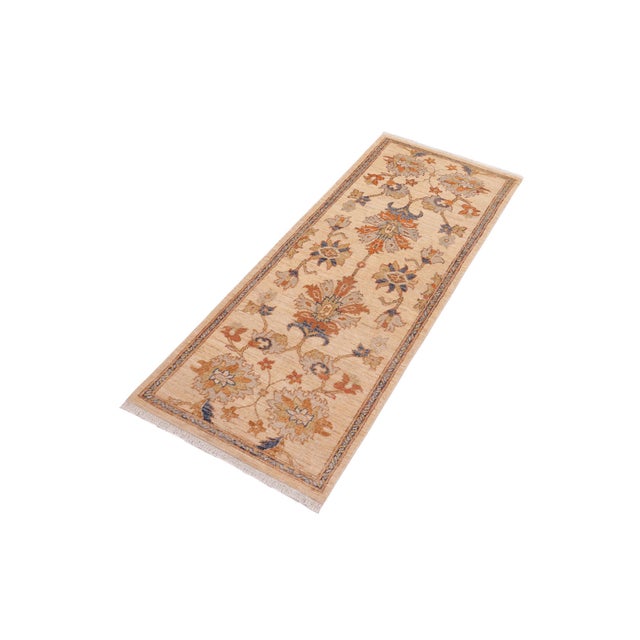 Shabby Chic Ziegler Tan/Rust Wool Runner Rug- 1'11'' X 5'3'' For Sale - Image 4 of 10