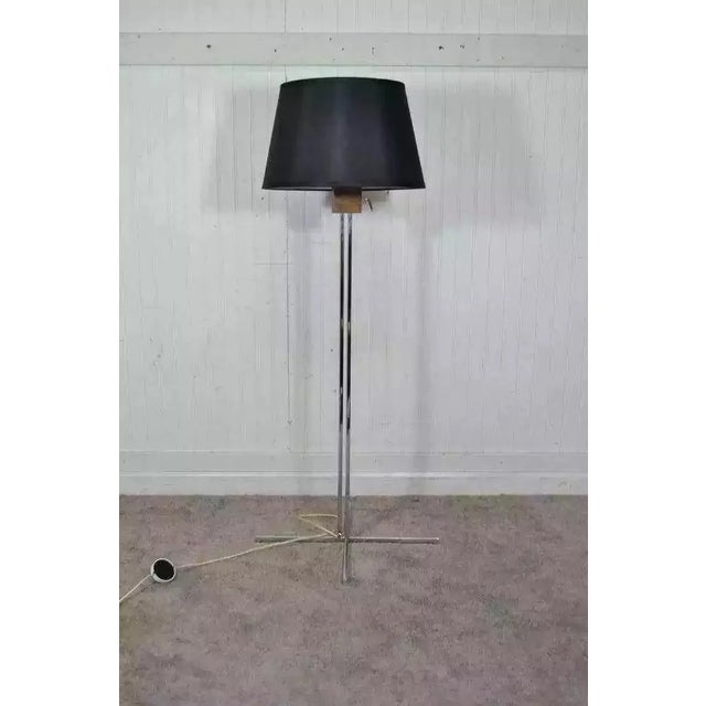 Mid-Century Modern Hans Eichenberger Mid Century Modern Adjustable Chrome and Walnut Floor Lamp For Sale - Image 3 of 10