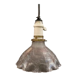 Early 20th Century Ruffle Holophane Pendant Light
