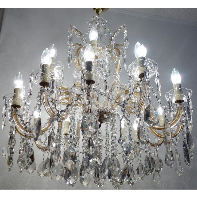 Crystal 18-Light Chandelier, 1990s For Sale - Image 15 of 17