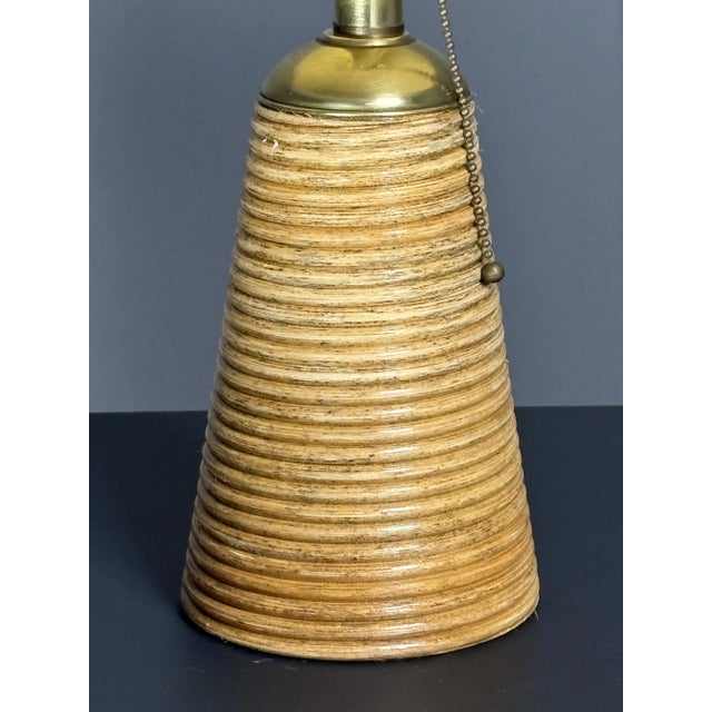 Pencil Reed Rattan Bamboo and Brass Table Lamp, Italy, 1970s For Sale - Image 6 of 17