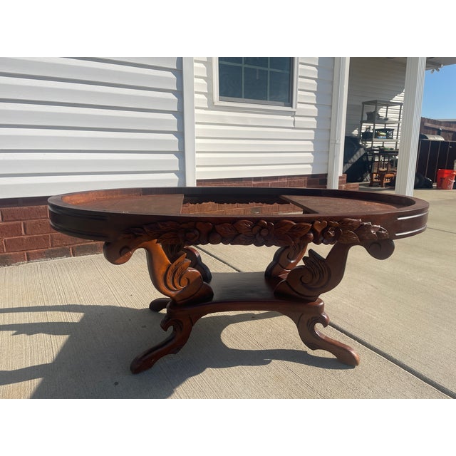 Victorian 1940s Kimball Victorian Lyre Harp Marble Coffee Table For Sale - Image 3 of 18