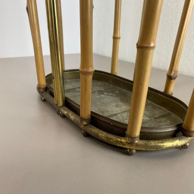 Hollywood Regency Brass and Bamboo Umbrella Stand in the style of Auböck, Austria, 1950s For Sale - Image 14 of 18