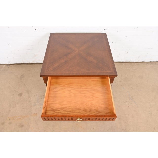 Wood Baker Furniture French Regency Louis XVI Carved Walnut Tea Table or Occasional Side Table, Newly Refinished For Sale - Image 7 of 12