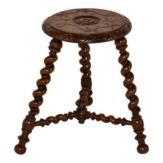 Late 19th Century French Oak Tripod Stool For Sale