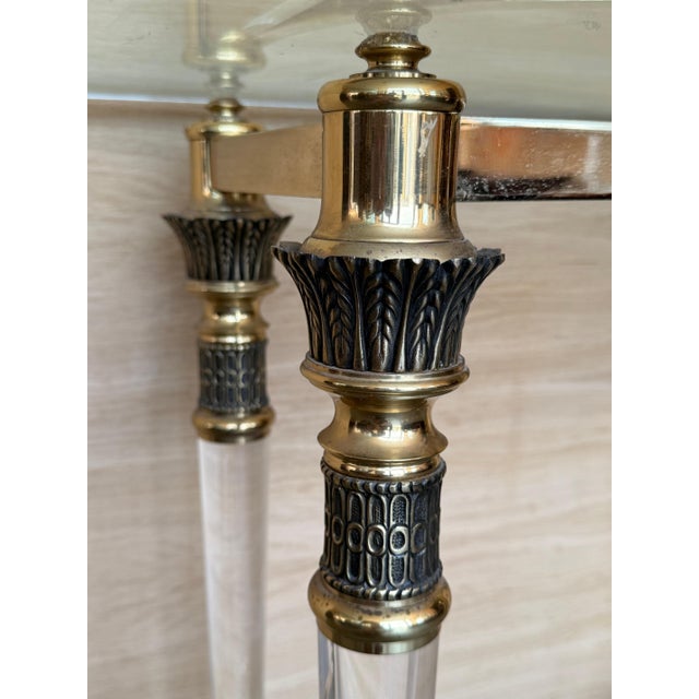 Late 20th Century Claude Dalle Style Narrow Console Table with Glass Top, Lucite and Bronze For Sale - Image 9 of 18