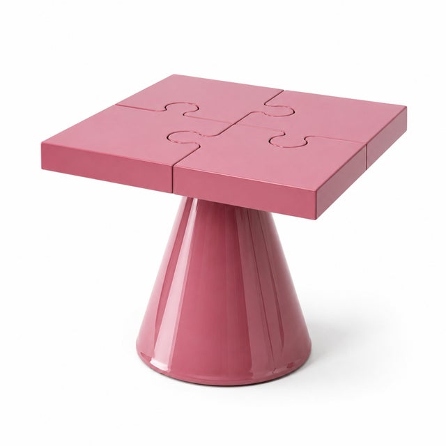 Popzlle Side Table in Pink Lacquer by Alexandre Ligios For Sale - Image 9 of 11