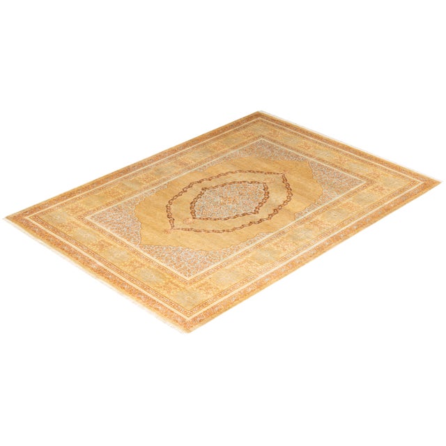 Yellow Mogul, One-of-a-Kind Hand-Knotted Area Rug - Yellow, 4' 8" x 6' 7" For Sale - Image 8 of 8