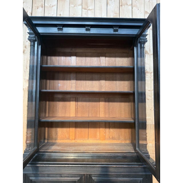 Brown Napoleon III Glazed Cabinet in Ebonized Wood, 1800s For Sale - Image 8 of 10