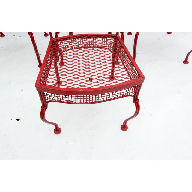 Metal Set of Eight Mid-Century Modern Wrought Iron Dining Chairs, 1970s, Attributed For Sale - Image 7 of 13