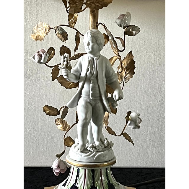 Porcelain Table Lamp with Fabric Shade from Gulia Mangani for Sevres For Sale - Image 10 of 17