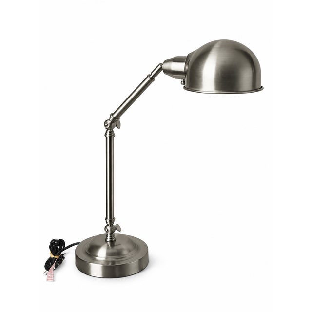 2010s Contemporary Adjustable Industrial-Style Brushed Metal Task Lamp For Sale - Image 5 of 9
