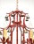 Massive Vintage Italian Tole Red Faux Bamboo Birdcage Chandelier With Bells ~ Rewired ~ Restored ~ Rejuvenated ~ Ready to Hang ~ For Sale - Image 4 of 12