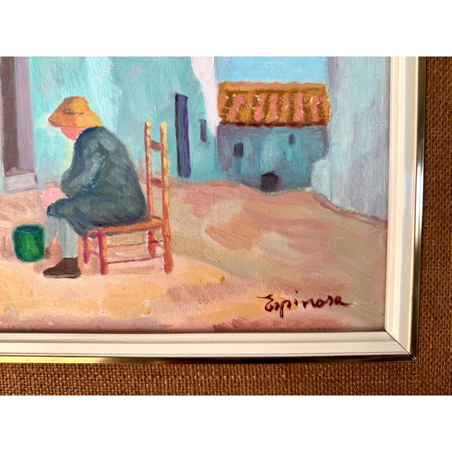 1980s Espinosa, Mediterranean Village Scene, 1980s, Oil on Canvas For Sale - Image 5 of 10
