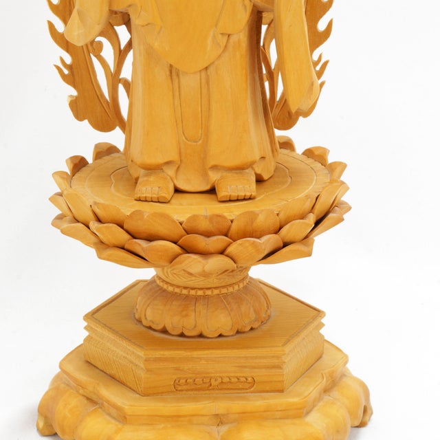 Wood Vintage Chinese Carved Wood Guanyin Statue For Sale - Image 7 of 11