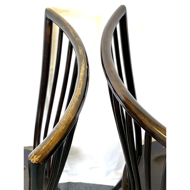 Vintage High Swept Back Windsor Birdcage Chairs in Ebony Finish- A Pair For Sale - Image 12 of 18