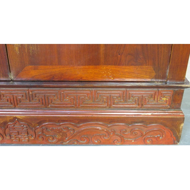 Wood Ancient Chinese Elm Lacquered Cabinet For Sale - Image 7 of 13