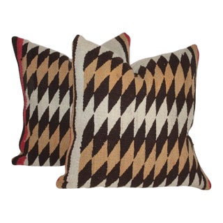 Wool Geometric Weaving Pillows, Pair For Sale