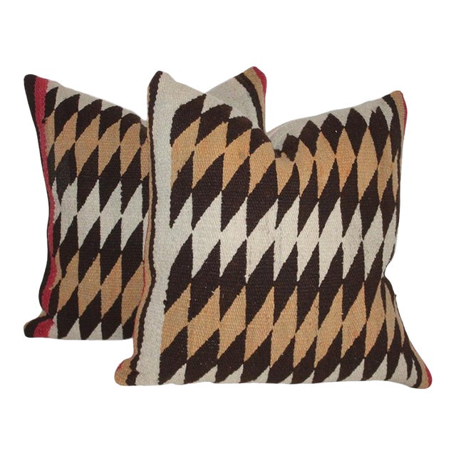Wool Geometric Weaving Pillows, Pair For Sale