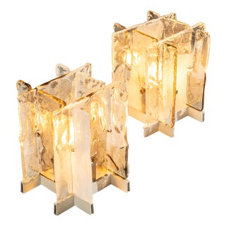 Mixed Crystal and Tobacco LP 269 Table Lamps by by Carlo Nason for AV Mazzega, Italy, 1970s, Set of 2 For Sale