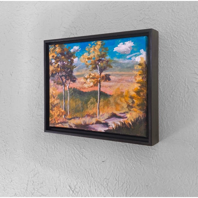 Contemporary Kenosha Colors by Tracy Wall | Mixed Media on Canvas Landscape with Trees and Sky For Sale - Image 3 of 5