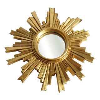 Small Vintage Hollywood Regency Convex Sun Mirror, 1960s For Sale