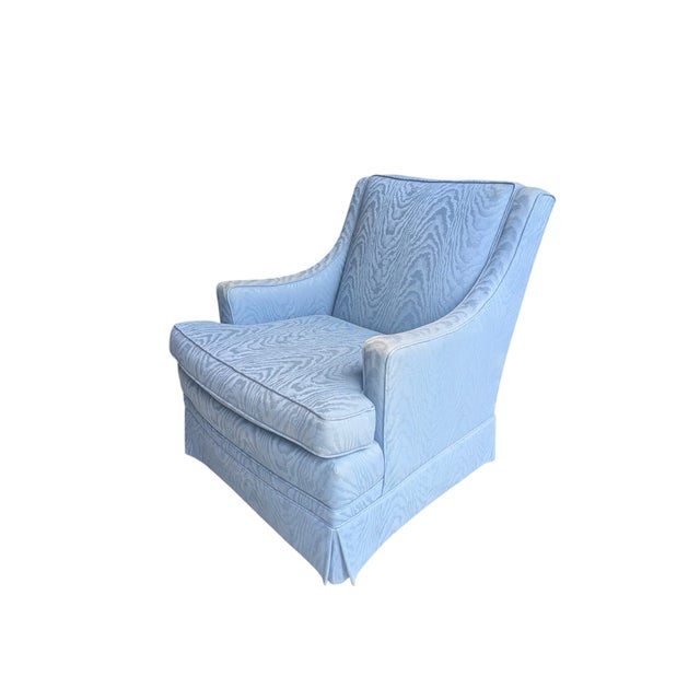 Vintage Custom Upholstered Blue Club Chair- A Pair For Sale - Image 14 of 18