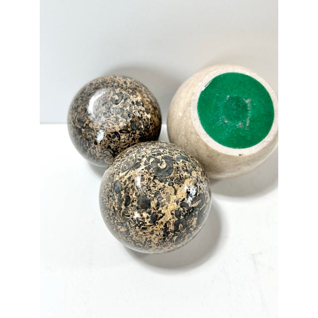 Vintage Stone Decorative Spheres – Marble, Granite & Carved Soapstone Orbs, Coffee Table Decor, Organic Modern Styling Objects - Set of 8 For Sale - Image 12 of 12