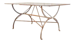 French Neoclassical Style Iron Curule Leg Garden Dining Table