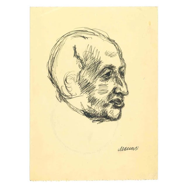 Mino Maccari, The Profile, Original Drawing, 1950s For Sale