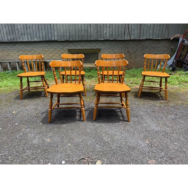 Late 20th Century Vintage Spindle Windsor Dining Chairs. Set of 6 For Sale - Image 5 of 16
