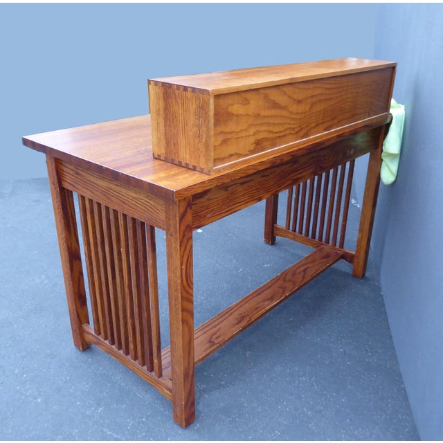 Vintage Restoration Hardware Oak Wood Secretary Desk Stickley Style