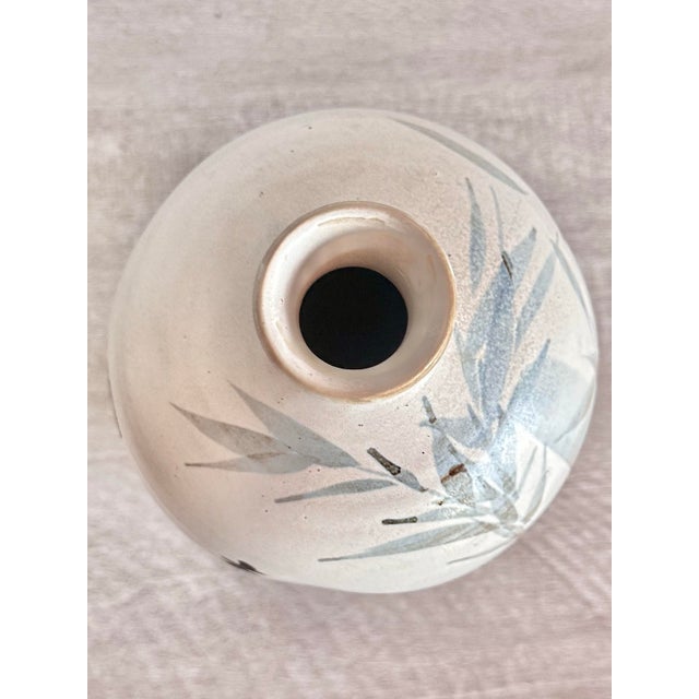 Ceramic Vintage Ceramic Japanese Hand Painted Sake Bottle With Bamboos Motif For Sale - Image 7 of 11
