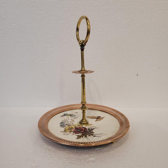 1950s Dumb Server in Brass and Porcelain, France, 1950s For Sale - Image 5 of 18