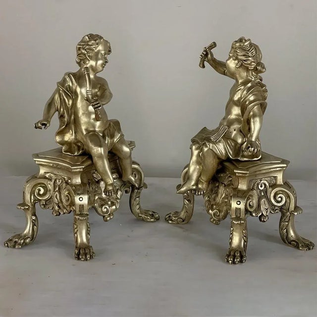 Pair of Early 19th Century French Bronze Doré Cherub Statues For Sale - Image 13 of 15