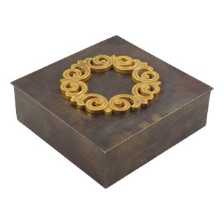 Modernist Brass Box with Gilt Decor, France 1940s For Sale