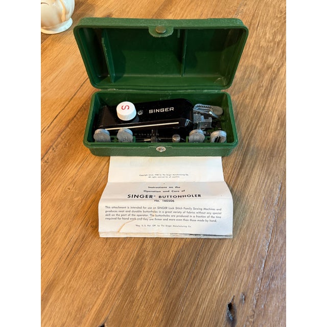 Metal Vintage 1948 Singer Buttonholer #160506 Original Case 5 Templates For Sale - Image 7 of 7