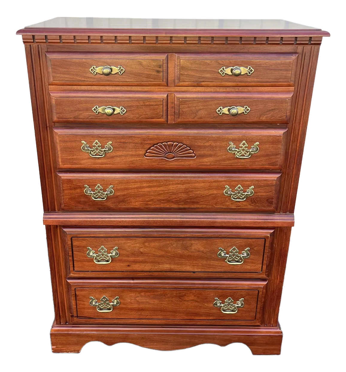 Broyhill Cherry 5-Drawer Tall Chest of Drawers | Chairish