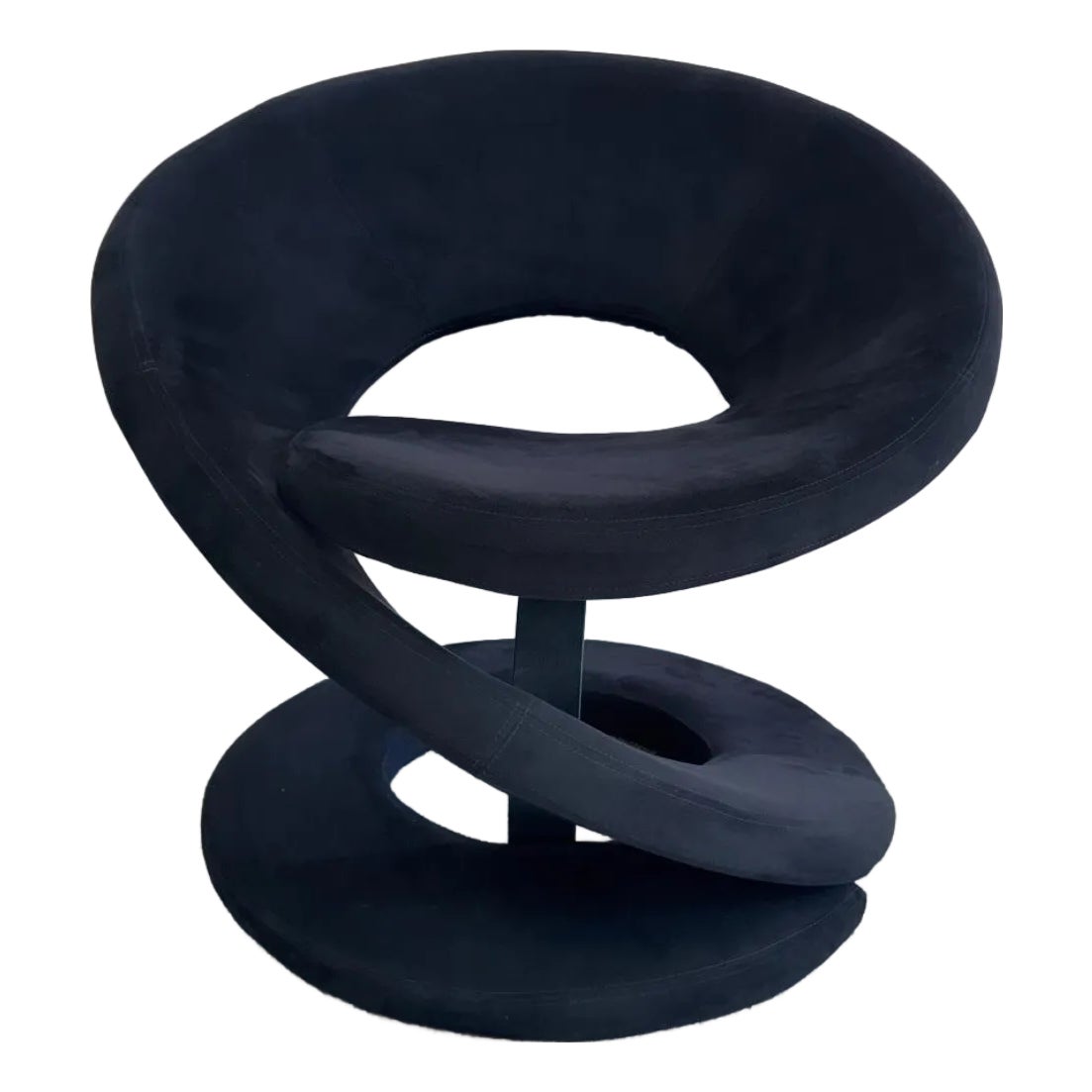 Vintage Spiral Ribbon Chair in Black Suede Attributed to Jaymar | Chairish