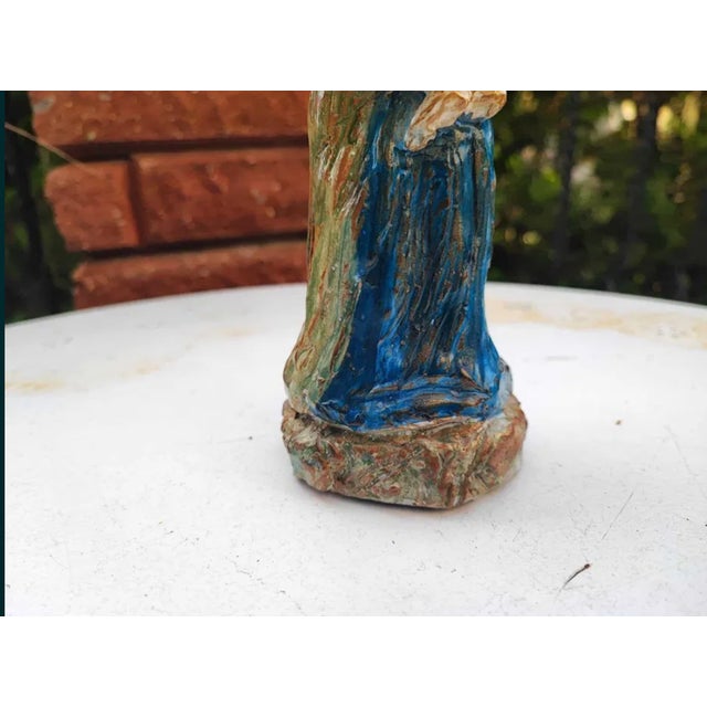 Pre-War Ceramic-Coated Cast Iron Figurine of the Virgin Mary, 1890s-1910s For Sale - Image 5 of 7
