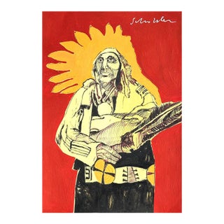 1980s In the Style of Fritz Scholder Drawing on Paper Painting For Sale