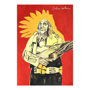 1980s In the Style of Fritz Scholder Drawing on Paper Painting