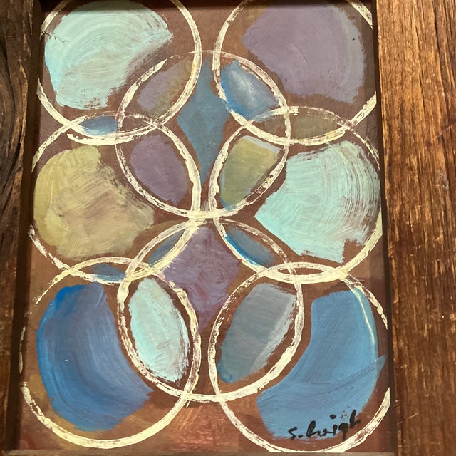 Original approx 7 x 9 painting on artist board signed bottom right Overall size with distressed wood frame is 9.5 x 11.5