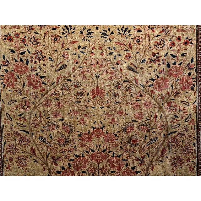19th Century Persian Kashan, Hand-Knotted Wool, Tree of Life Pattern, Ivory & Brick Red, 5x9 For Sale - Image 11 of 14