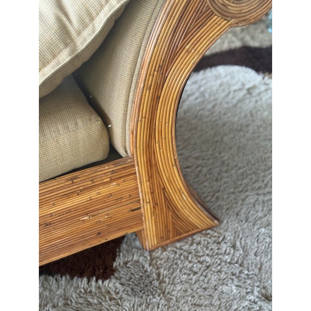 Brown 1970s Sculptural Reed Scroll Arm Chaise Lounge For Sale - Image 8 of 10
