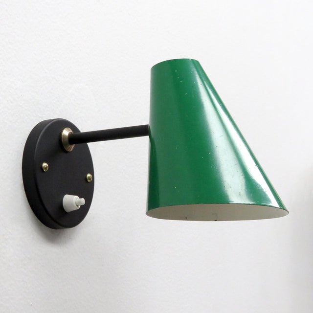 1950s Green Jacques Biny Wall Lamps, 1950 - a Pair For Sale - Image 5 of 9