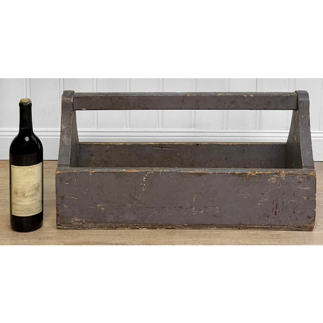 A Primitive Wood Tool Box Caddy, c. Early 20th Century - Solid Wood with Replaced Ply Bottom - 24" wide - Early Gray...
