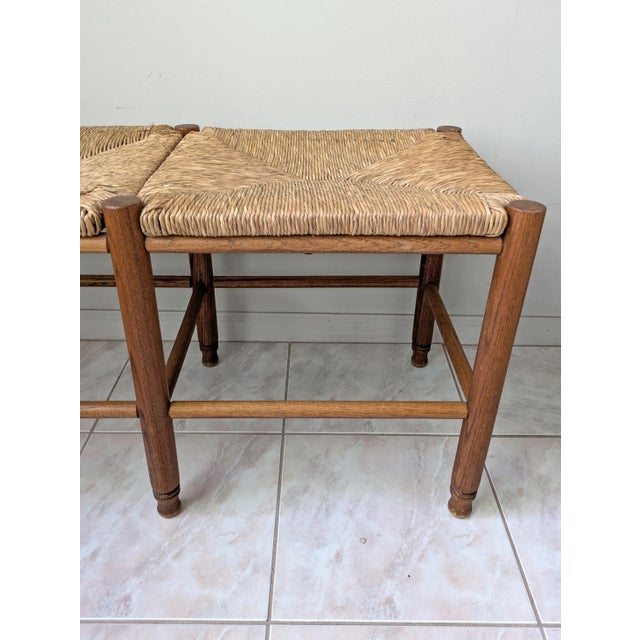 Late 20th Century Rustic Vintage Woven Rush Two-Seat Bench For Sale - Image 5 of 7