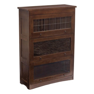 Mission Craftsman Style Oak Barrister Bookcase - Walnut Stain For Sale