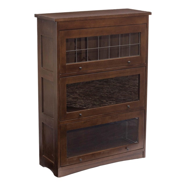 Mission Craftsman Style Oak Barrister Bookcase - Walnut Stain For Sale